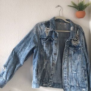 Acid Wash Distressed Jean Jacket